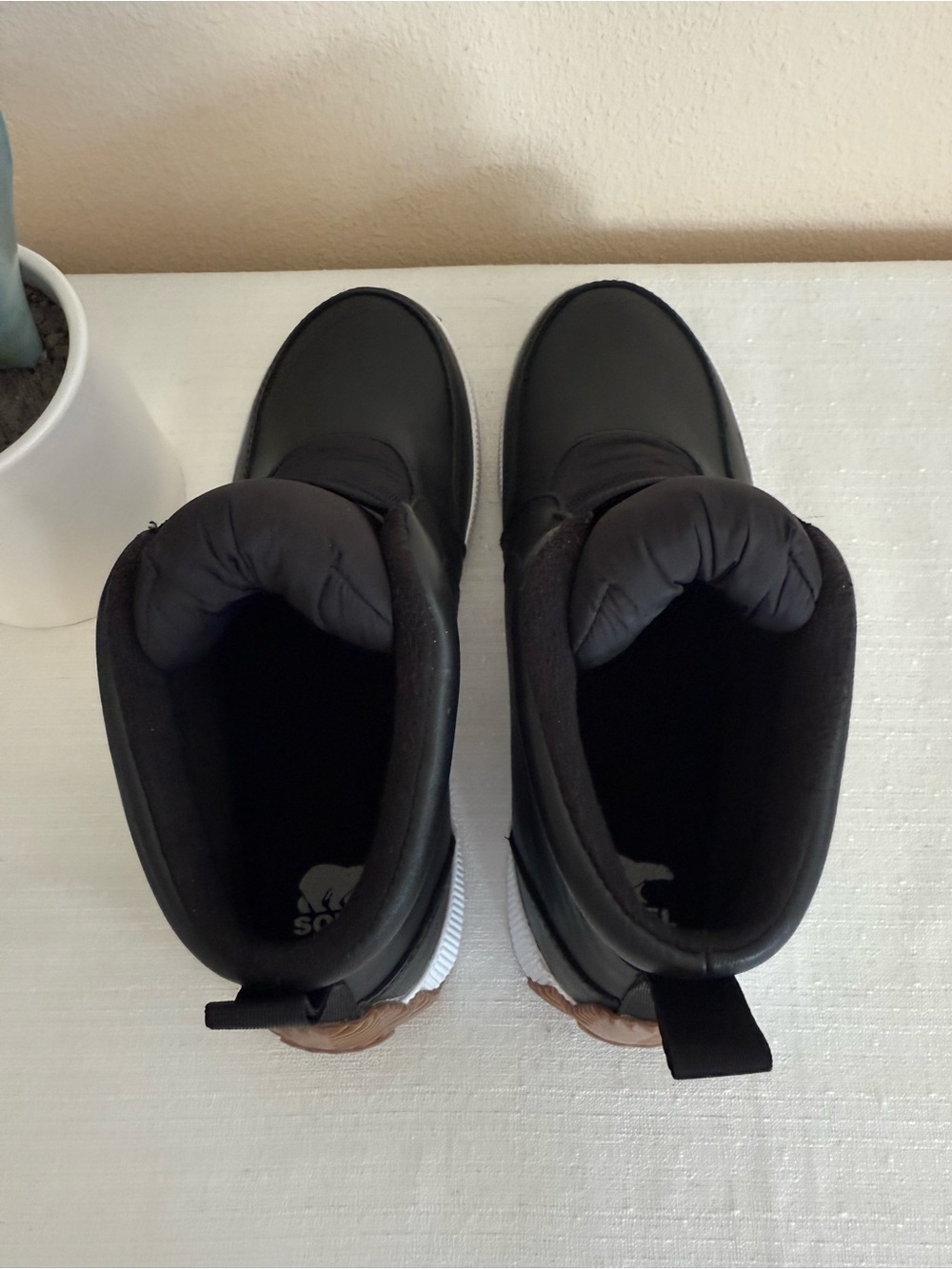 SOREL Black Leather High-Top Sneaker Boot with White Sole - Picture 6 of 11